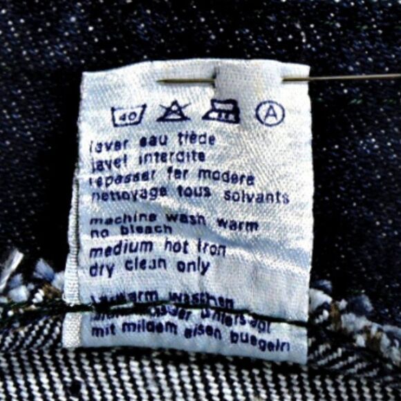 Denim Skirt Ruffled Pleated Accents Studded Back Pockets Blue Dark Wash Size SM - Picture 6 of 6